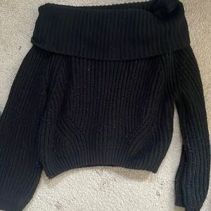 Off the shoulder black knit sweater